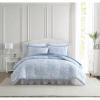 imageLaura Ashley Queen Comforter Set Cotton Reversible Bedding Set with Matching Shams Farmhouse Home Dcor Bedford Blue QueenBedford Blue