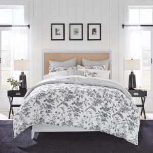 imageLaura Ashley  Queen Comforter Set Reversible Cotton Bedding Includes Matching Shams with Bonus Euro Shams ampamp Throw Pillows Amberley BlackWhite QueenAmberley BlackWhite