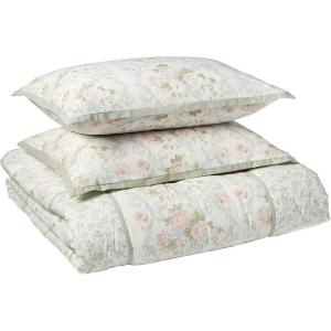 imageLaura Ashley  Queen Comforter Set Reversible Cotton Bedding with Matching Shams ampamp Bedskirt Stylish Home Decor for All Seasons Harper Sage Queen