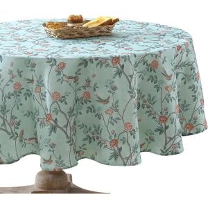 imageLaura Ashley Decorative Tablecloth Wrinkle and Stain Resistant Spillproof Water Repellent Easy Care Washable Polyester Fabric for Dining Kitchen Holiday and Party 60quot x 84quot Apple BlossomEglantine