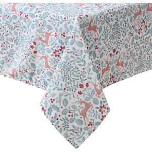 imageLaura Ashley Decorative Tablecloth Wrinkle and Stain Resistant Spillproof Water Repellent Easy Care Washable Polyester Fabric for Dining Kitchen Holiday and Party 60quot x 84quot Apple BlossomReindeer Prance
