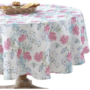 imageLaura Ashley Decorative Tablecloth Wrinkle and Stain Resistant Spillproof Water Repellent Easy Care Washable Polyester Fabric for Dining Kitchen Holiday and Party 60quot x 84quot Apple BlossomCosmos