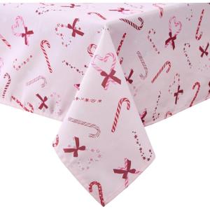imageLaura Ashley Decorative Tablecloth Wrinkle and Stain Resistant Spillproof Water Repellent Easy Care Washable Polyester Fabric for Dining Kitchen Holiday and Party 60quot x 84quot Apple BlossomPink Candy Cane