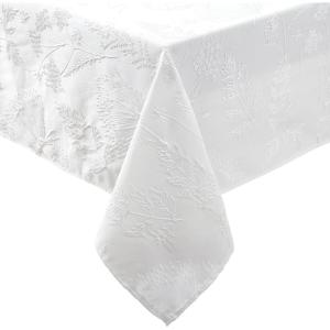 imageLaura Ashley Tablecloth Raised Woven Embroidered Jacquard Fabric Wrinkle Resistant for Dining Holiday Party Wedding or Banquet 60quot x 102quot Cynthia WhiteCynthia White