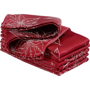 imageLaura Ashley Tablecloth Raised Woven Embroidered Jacquard Fabric Wrinkle Resistant for Dining Holiday Party Wedding or Banquet 60quot x 102quot Cynthia WhitePoinsettia Red