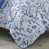 imageLaura Ashley  Queen Comforter Set Reversible Cotton Bedding Includes Matching Shams with Bonus Euro Shams ampamp Throw Pills Elise Blue QueenBlue