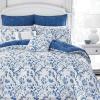 imageLaura Ashley  Queen Comforter Set Reversible Cotton Bedding Includes Matching Shams with Bonus Euro Shams ampamp Throw Pills Elise Blue QueenBlue