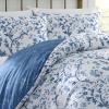 imageLaura Ashley  Queen Comforter Set Reversible Cotton Bedding Includes Matching Shams with Bonus Euro Shams ampamp Throw Pills Elise Blue QueenBlue