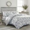imageLaura Ashley Home  Queen Comforter Set Reversible Cotton Bedding Includes Matching Shams with Bonus Euro Shams ampamp Throw Pillows Annalise Grey Queen Shadow GreyWhiteShadow GreyWhite
