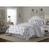 imageLaura Ashley Home  Queen Comforter Set Reversible Cotton Bedding Includes Matching Shams with Bonus Euro Shams ampamp Throw Pillows Annalise Grey Queen Shadow GreyWhiteShadow GreyWhite