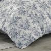 imageLaura Ashley Home  Queen Comforter Set Reversible Cotton Bedding Includes Matching Shams with Bonus Euro Shams ampamp Throw Pillows Annalise Grey Queen Shadow GreyWhiteShadow GreyWhite