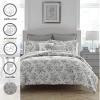 imageLaura Ashley Home  Queen Comforter Set Reversible Cotton Bedding Includes Matching Shams with Bonus Euro Shams ampamp Throw Pillows Annalise Grey Queen Shadow GreyWhiteShadow GreyWhite