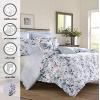 imageLaura Ashley Home  Queen Comforter Set Reversible Cotton Bedding with Matching Shams Stylish Home Decor for All Seasons Chloe Blue QueenKing