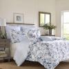 imageLaura Ashley Home  Queen Comforter Set Reversible Cotton Bedding with Matching Shams Stylish Home Decor for All Seasons Chloe Blue QueenKing