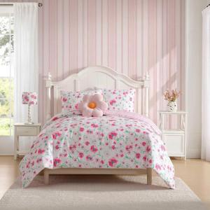 imageLaura Ashley  Kids Comforter Set 100 Super Soft Toddler Bedding with Matching Shams ampamp Bonus Decorative Pillow Ideal Girl Room Essentials Ballerina Divas Pink FullQueenMeadow Daisies Pink