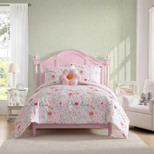 imageLaura Ashley  Kids Comforter Set 100 Super Soft Toddler Bedding with Matching Shams ampamp Bonus Decorative Pillow Ideal Girl Room Essentials Ballerina Divas Pink FullQueenSunshine Flowers Pink