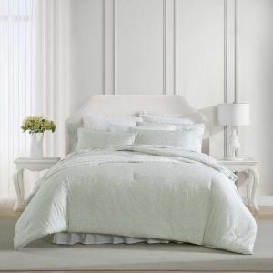 imageLaura Ashley  Queen Comforter Set Breathable Bedding with Matching Shams Vintage Cotton Floral Decor Heirloom Ditzy Green QueenKing