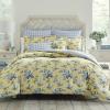 imageLaura Ashley  Queen Comforter Set Cotton Reversible Bedding Includes Matching Shams with Bonus Euro Shams ampamp Throw Pillows Cassidy Yellow QueenYellowBlueGreen