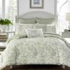 imageLaura Ashley  Queen Comforter Set Reversible Cotton Bedding Includes Matching Shams with Bonus Euro Shams ampamp Throw Pillows Natalie SageOff White QueenSageOff White