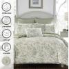 imageLaura Ashley  Queen Comforter Set Reversible Cotton Bedding Includes Matching Shams with Bonus Euro Shams ampamp Throw Pillows Natalie SageOff White QueenSageOff White