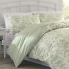 imageLaura Ashley  Queen Comforter Set Reversible Cotton Bedding Includes Matching Shams with Bonus Euro Shams ampamp Throw Pillows Natalie SageOff White QueenSageOff White