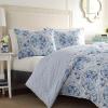 imageLaura Ashley Comforter Set Reversible Cotton Bedding with Matching Shams Stylish Home Decor for All Seasons Queen Pack of 1 BlueMila Blue