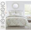 imageLaura Ashley Home  Queen Comforter Set Reversible Cotton Bedding Includes Matching Shams with Bonus Euro Shams ampamp Throw Pillows Madelynn Pastel Blue QueenBlueGreenPink