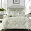 imageLaura Ashley  Queen Comforter Set Reversible Cotton Bedding Includes Matching Shams with Bonus Euro Shams ampamp Throw Pillows Natalie SageOff White QueenSageOff White