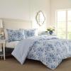 imageLaura Ashley Comforter Set Reversible Cotton Bedding with Matching Shams Stylish Home Decor for All Seasons Queen Pack of 1 BlueMila Blue