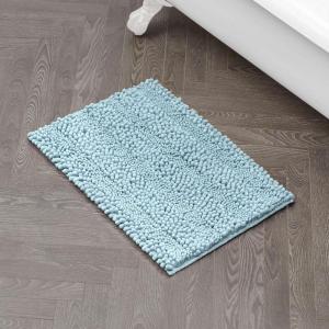 imageLaura Ashley  Astor Chenille Bath Mat  100 Polyester  Premium Bathroom Dcor  Machine Washable  TPR Backing  Measures 17 x 24  WisteriaAqua