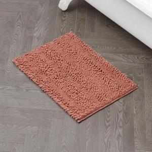 imageLaura Ashley  Astor Chenille Bath Mat  100 Polyester  Premium Bathroom Dcor  Machine Washable  TPR Backing  Measures 17 x 24  WisteriaCoral