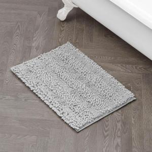 imageLaura Ashley  Astor Chenille Bath Mat  100 Polyester  Premium Bathroom Dcor  Machine Washable  TPR Backing  Measures 17 x 24  WisteriaLight Grey