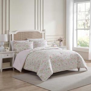 imageLaura Ashley  Queen Comforter Set Luxuriously Soft Bedding with Matching Shams Floral Home Decor Morning Gloria Pink QueenKing