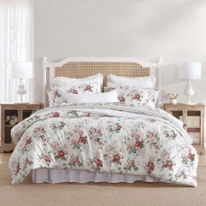 imageLaura Ashley  Queen Comforter Set Reversible Brushed Cotton Flannel Bedding with Matching Shams Luxuriously Soft ampamp Warm Home Decor Ashfield Red QueenAshfield Red