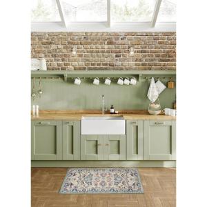 imageLaura Ashley Turkish Mystic Chenille Area Rug  Genevive  Modern Home Dcor  Measures 5X7  GreyIvoryBlue