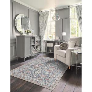 imageLaura Ashley Turkish Mystic Chenille Area Rug  Genevive  Modern Home Dcor  Measures 5X7  GreyNavy