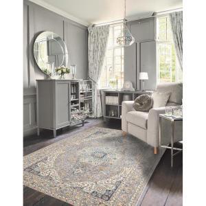 imageLaura Ashley Turkish Mystic Chenille Area Rug  Reign  Modern Home Dcor  Measures 5X7  Grey and Gold7 x 5 Rectangular