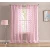 imageLaura Ashley Drizzle Sheer Curtains with Rod Pocket Each Panel Measures 38quot W x 84quot L White 2 PanelsPink