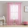 imageLaura Ashley Drizzle Sheer Curtains with Rod Pocket Each Panel Measures 38quot W x 84quot L White 2 PanelsPink