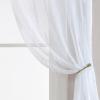 imageLaura Ashley Drizzle Sheer Curtains with Rod Pocket Each Panel Measures 38quot W x 84quot L White 2 PanelsWhite