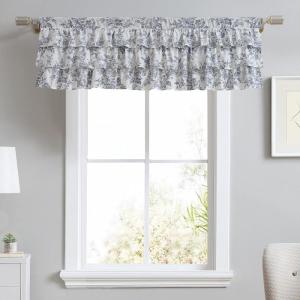 imageLaura Ashley  Valance Cotton Rod Pocket Top Window Treatment Chic Home Decor Elise 18quot x 50quotShadow Grey