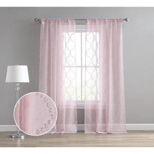 imageLaura Ashley Drizzle Sheer Curtains with Rod Pocket Each Panel Measures 38quot W x 84quot L White 2 PanelsPink