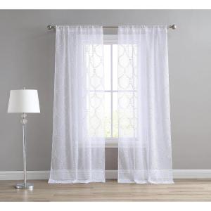 imageLaura Ashley Drizzle Sheer Curtains with Rod Pocket Each Panel Measures 38quot W x 84quot L White 2 PanelsWhite