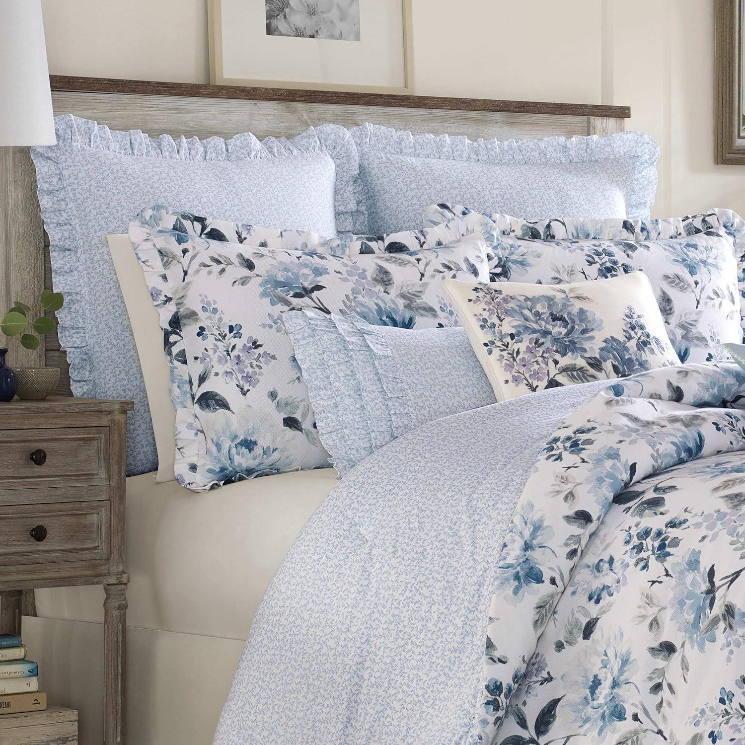 imageLaura Ashley Throw Pillow Home Decor with Envelope Closure 1 Count Pack of 1 Cottage Blue1 Count Pack of 1