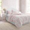 imageLaura Ashley  Queen Quilt Set Reversible Cotton Bedding with Matching Shams Lightweight Home Decor for All Seasons Bedford GreenOffWhite QueenBedford Pink