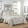 imageLaura Ashley  Queen Quilt Set Reversible Cotton Bedding with Matching Shams Lightweight Home Decor for All Seasons Bedford GreenOffWhite QueenBedford BrownWhite