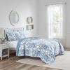imageLaura Ashley  Queen Quilt Set Reversible Cotton Bedding with Matching Shams Lightweight Home Decor for All Seasons Bedford GreenOffWhite QueenBedford Delft Blue