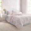 imageLaura Ashley  Queen Quilt Set Reversible Cotton Bedding with Matching Shams Lightweight Home Decor for All Seasons Bedford GreenOffWhite QueenBedford Pink