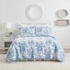 imageLaura Ashley  Queen Quilt Set Reversible Cotton Bedding with Matching Shams Lightweight Home Decor for All Seasons Bedford GreenOffWhite QueenBedford Delft Blue