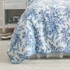 imageLaura Ashley  Queen Quilt Set Reversible Cotton Bedding with Matching Shams Lightweight Home Decor for All Seasons Bedford GreenOffWhite QueenBedford Delft Blue